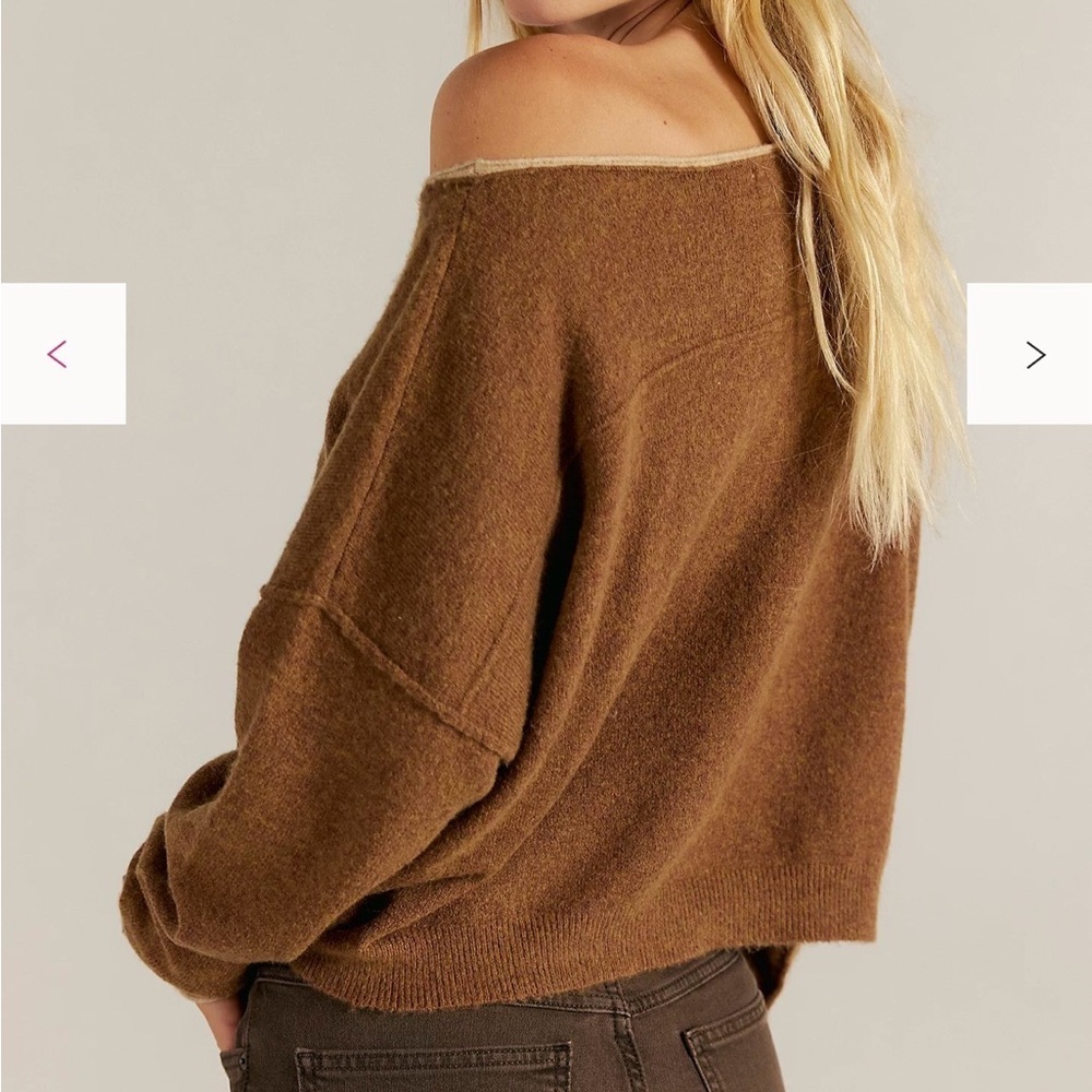 Free People See Me SoftSpun Pullover Medium Color: Cafe Au Lait NWT - Picture 2 of 6